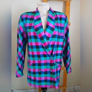 Vintage Silk Plaid Blazer